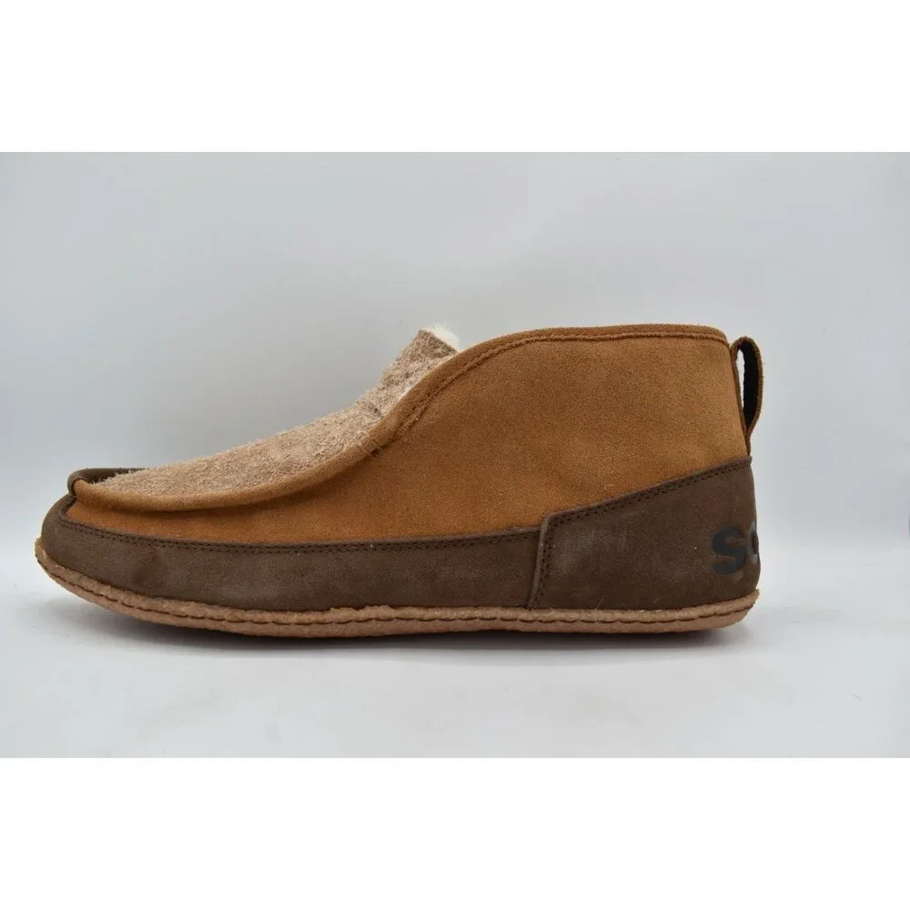 Sorel Mens Size 13 Manawan II Suede Elk‎ Brown Faux Fur Moc Slippers Shoes
